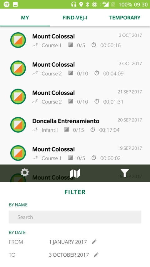 Event history filter